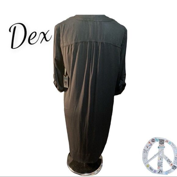 $10$ add on Dex NWT black cotton tunic midi dress with grommet &  tie neckline. - Picture 7 of 10